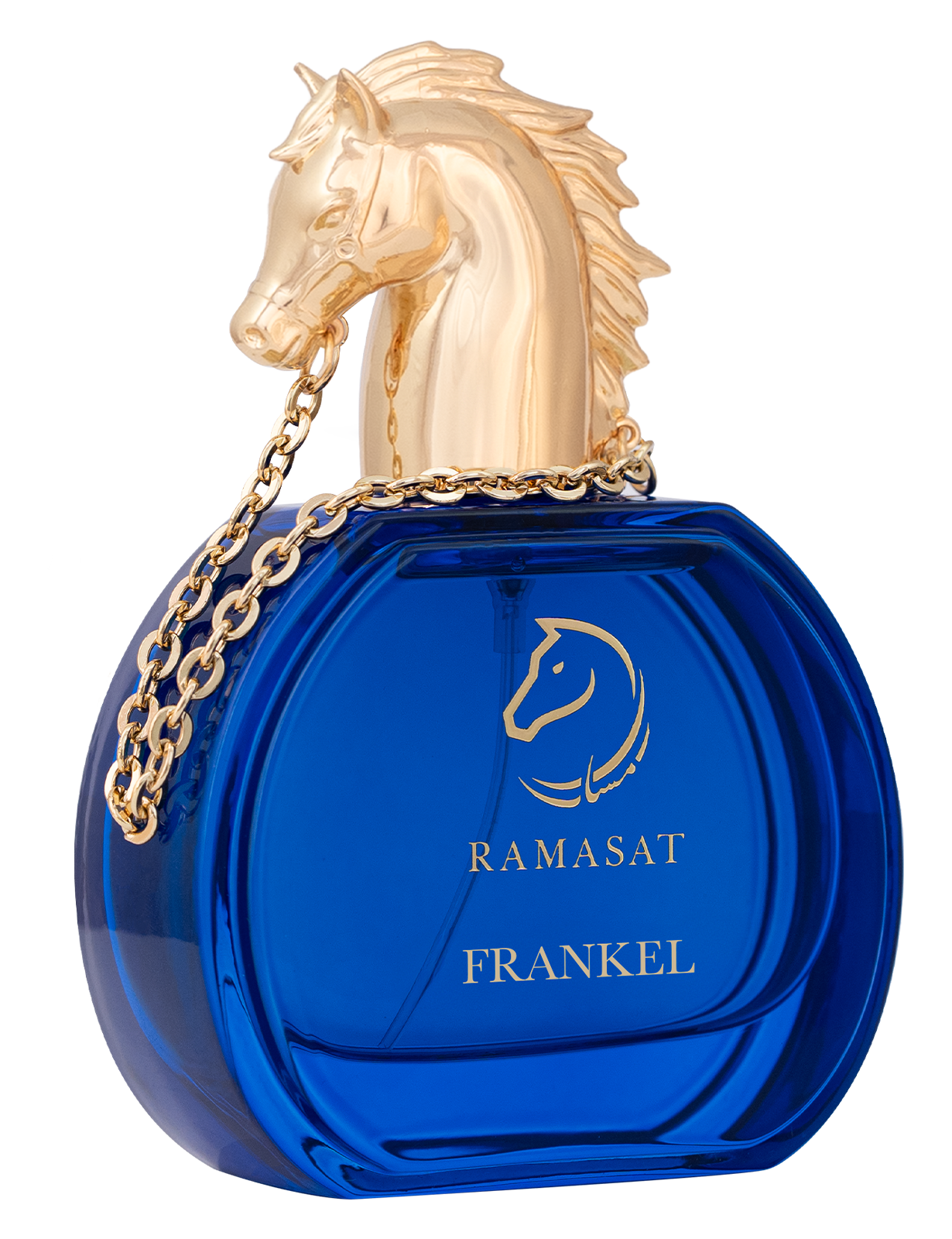 Frankel Perfume – Royal Edition Collection by Ramasat, luxury men’s fragrance with pink pepper, raspberry, vanilla, iris, leather, cedarwood, musk, and saffron.